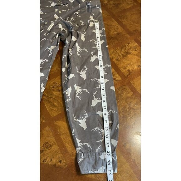 Columbia Hunting Lodge Mens Sz Large Button Down Shirt Overall Deer Print Brown - Picture 9 of 10